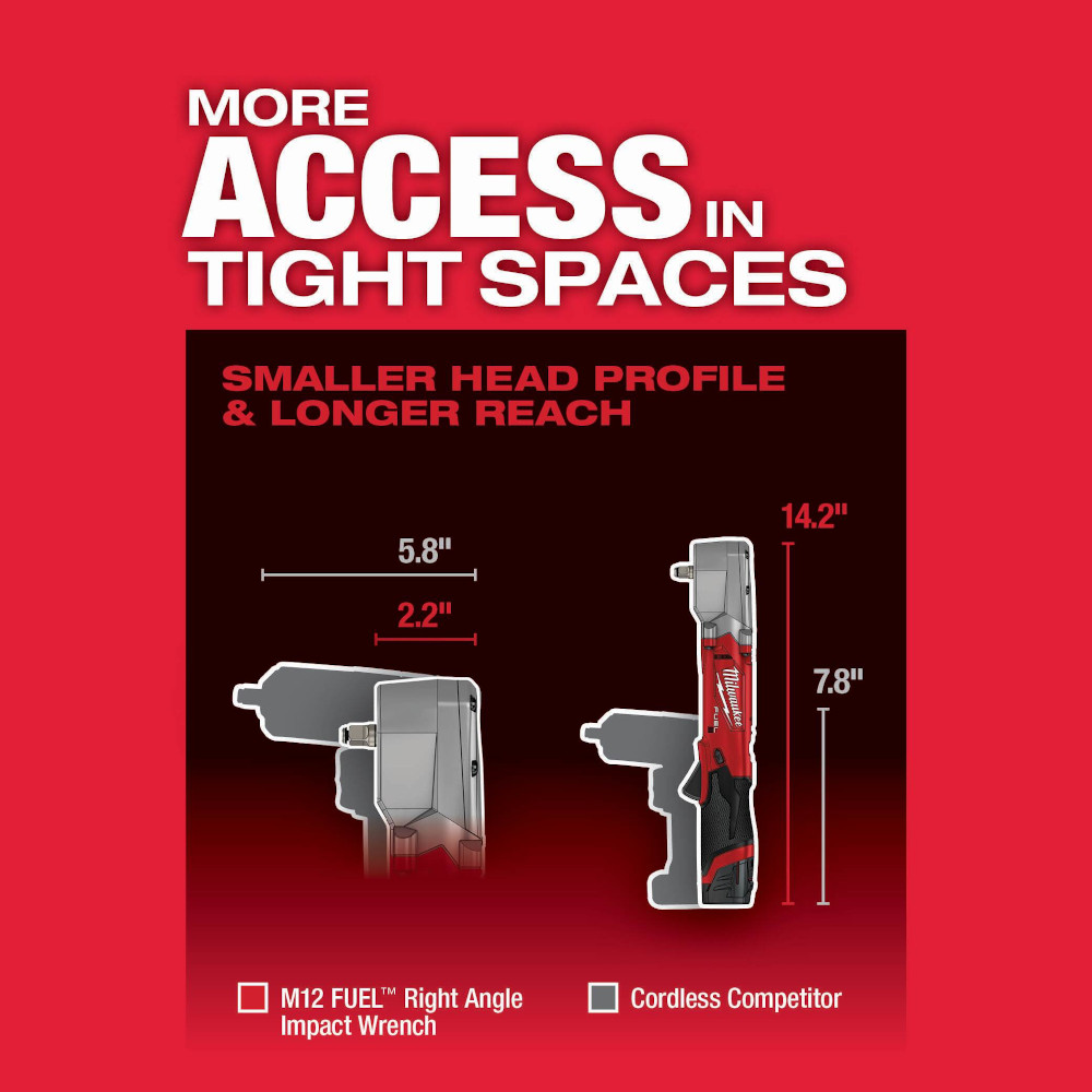 Milwaukee M12 3/8 Inch Right Angle Impact Wrench with Friction Ring (Tool Only) from Columbia Safety